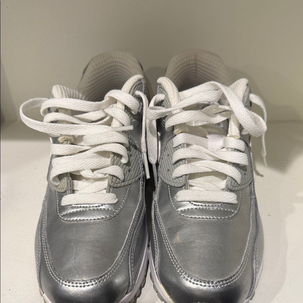 Nike Kids Air Max Metallic Silver Sneakers - Picture 3 of 4